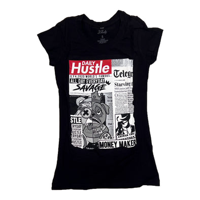 3Forty Daily Hustle Woman Graphic Tee (Black)