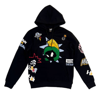 Looney Tunes Marvin The Martian Chenille Patch Hoodie (Black)