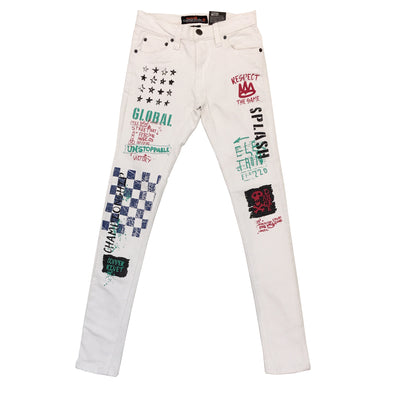 Copper Rivet Racing Jean (White) - Fashion Landmarks