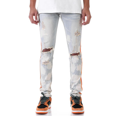 KDNK Tri-Striped Bleached Jean (Tinted Blue)