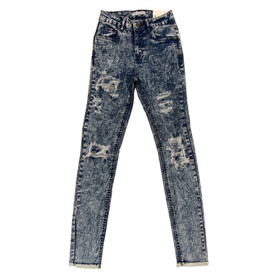 Pearl Collection Woman's Ripped Jean (Acid Blue)