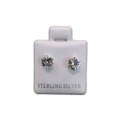 Plated Sterling Silver Cubic Stud Earrings (Circle) - Fashion Landmarks