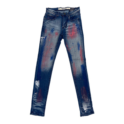 R3bel Painted Ripped Jean (Medium Indigo)