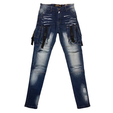 Copper Rivet Utility Jean (Medium Sand Blue) - Fashion Landmarks